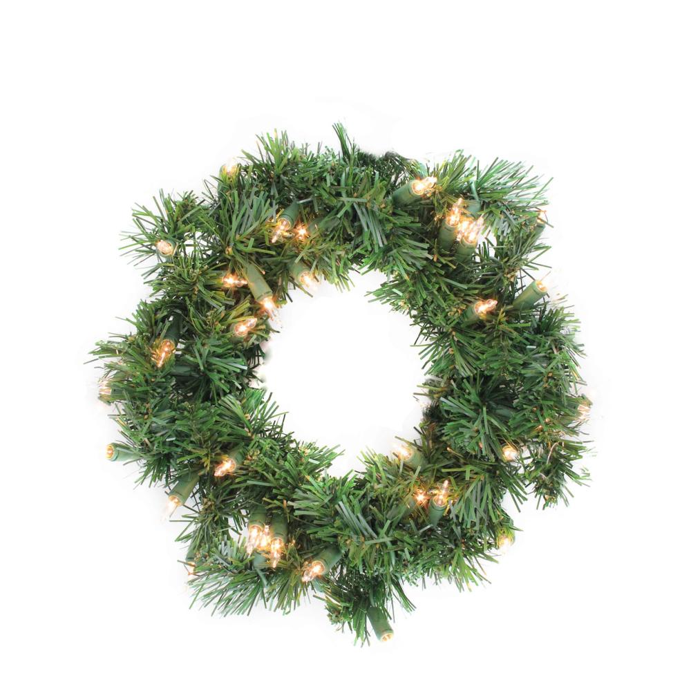 Pre-Lit Wreaths | 10" Pre-Lit Deluxe Windsor Pine Artificial Christmas Wreath, Clear Lights Pre-Lit Wreaths Pre-Lit Wreaths