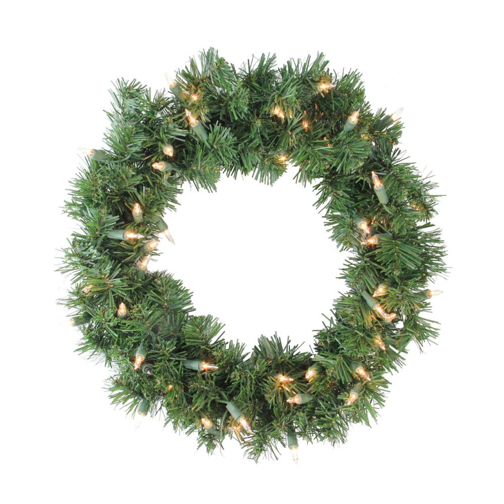 Pre-Lit Wreaths | 16" Pre-Lit Deluxe Windsor Pine Artificial Christmas Wreath, Clear Lights Pre-Lit Wreaths Pre-Lit Wreaths