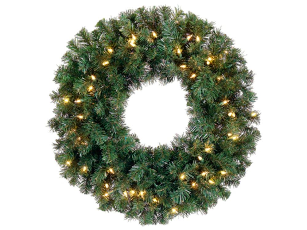 Pre-Lit Wreaths | 24" Pre-Lit Deluxe Windsor Pine Artificial Christmas Wreath – Clear Lights Pre-Lit Wreaths Pre-Lit Wreaths