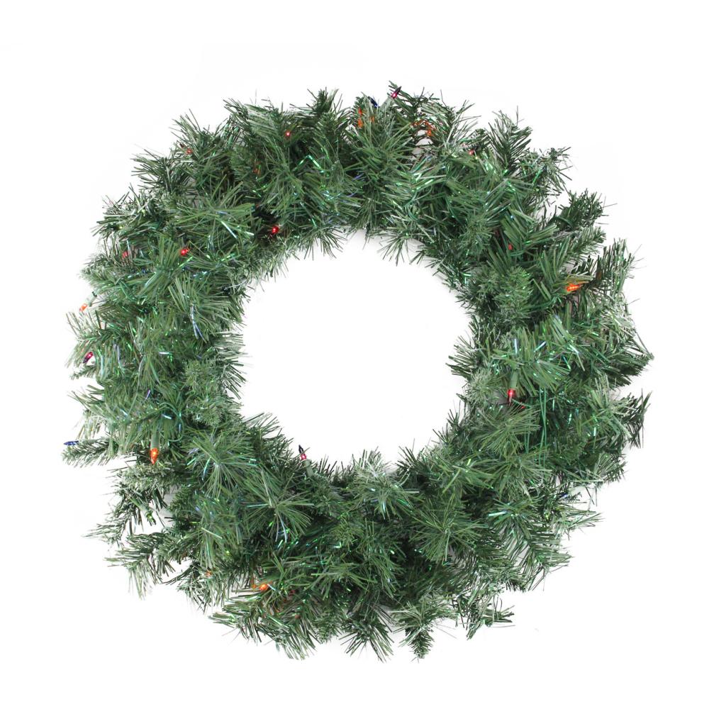 Pre-Lit Wreaths | 24" Pre-lit Minetoba Pine Artificial Christmas Wreath – Multi Lights Pre-Lit Wreaths Pre-Lit Wreaths