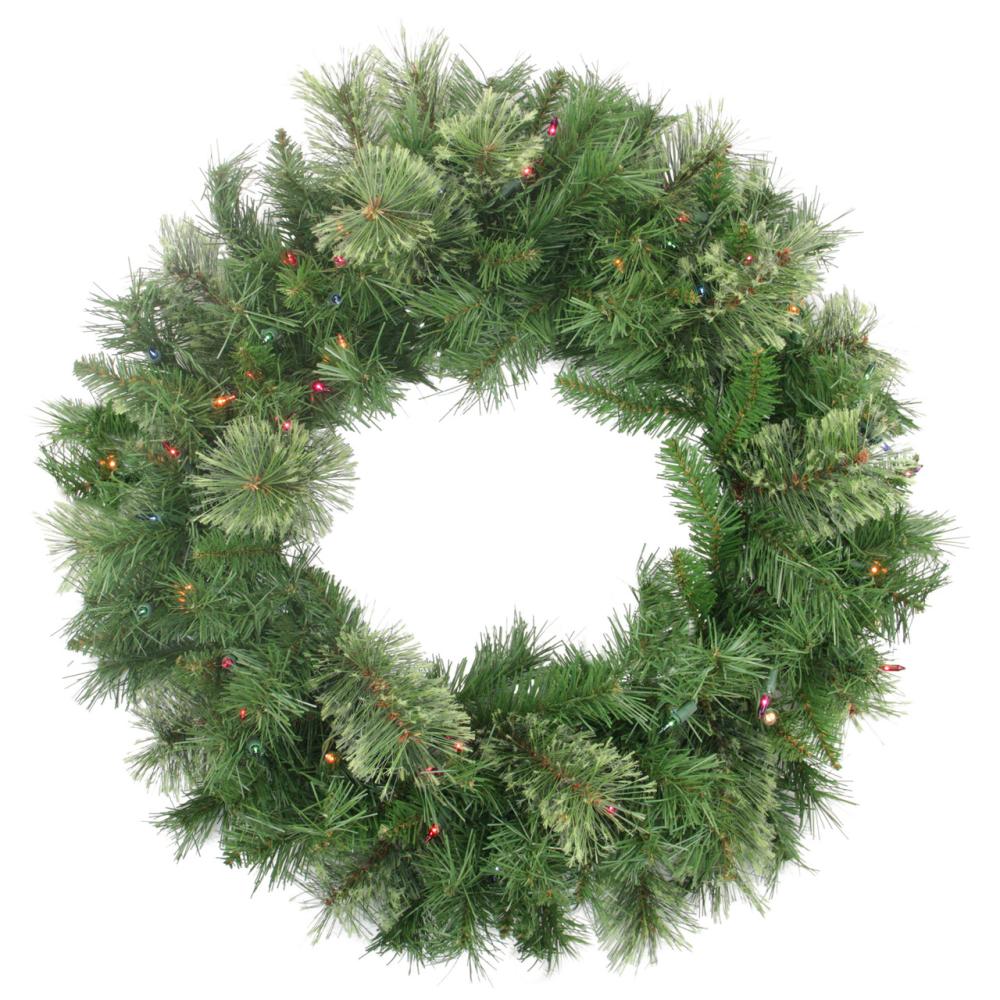 Pre-Lit Wreaths | 24" Pre-Lit Mixed Cashmere Pine Artificial Christmas Wreath – Multi Lights Pre-Lit Wreaths Pre-Lit Wreaths