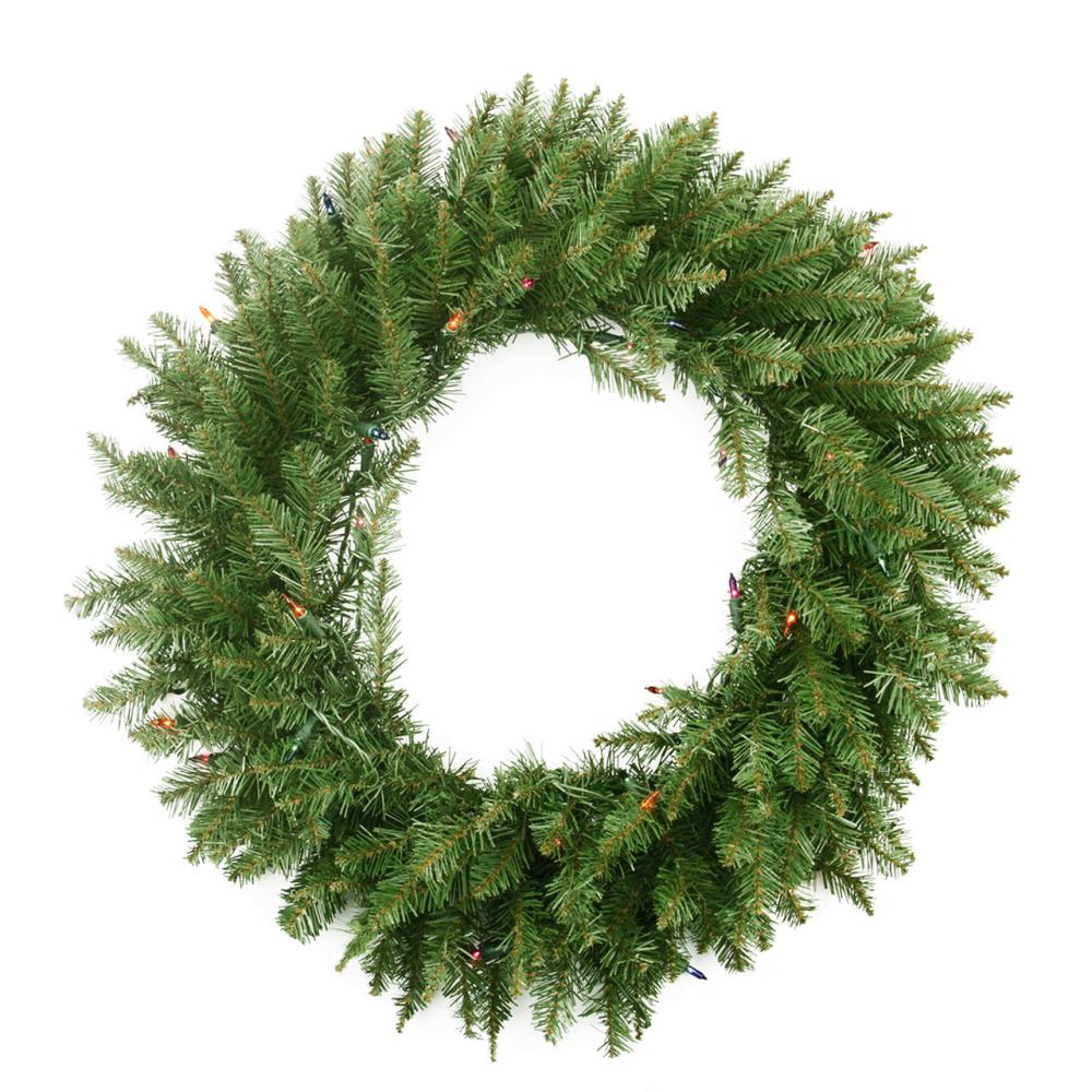 Pre-Lit Wreaths | 24" Pre-Lit Northern Pine Artificial Christmas Wreath – Multi Color Lights Pre-Lit Wreaths Pre-Lit Wreaths