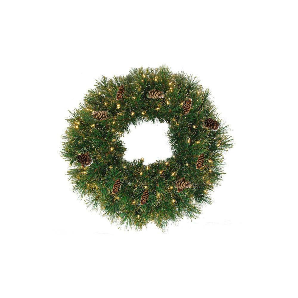 Pre-Lit Wreaths | 24" Pre-Lit Yorkville Pine Artificial Christmas Wreath – Clear Lights Pre-Lit Wreaths Pre-Lit Wreaths