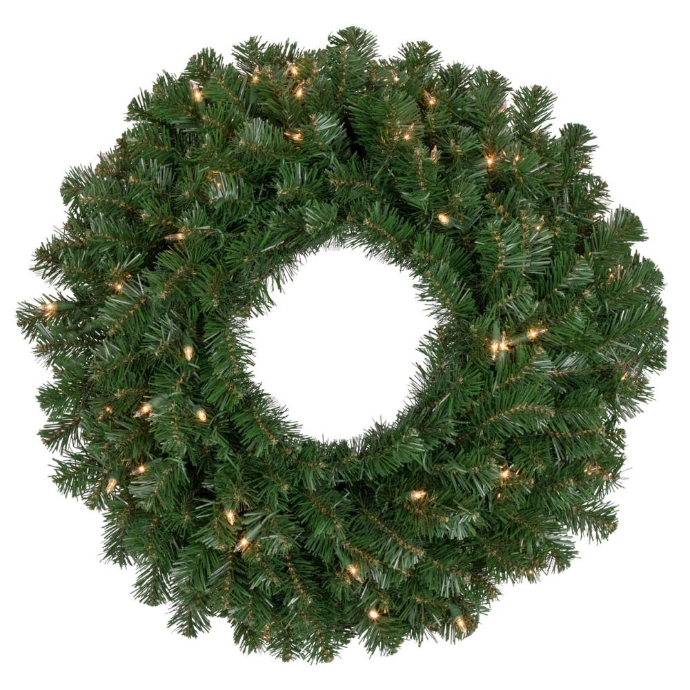 Pre-Lit Wreaths | 30" Pre-Lit Deluxe Windsor Pine Artificial Christmas Wreath, Clear Lights Pre-Lit Wreaths Pre-Lit Wreaths