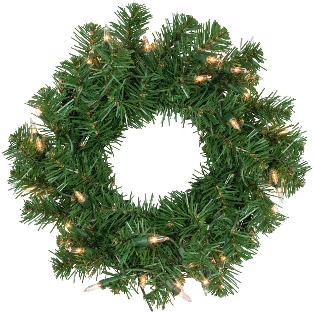 Pre-Lit Wreaths | Deluxe Dorchester Pine Artificial Christmas Wreath, 16-Inch, Clear Lights Pre-Lit Wreaths Pre-Lit Wreaths