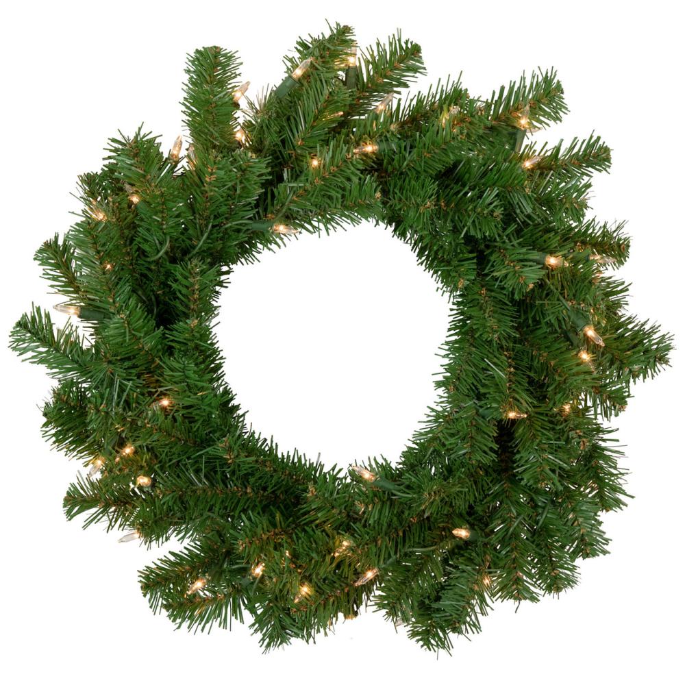 Pre-Lit Wreaths | Deluxe Dorchester Pine Artificial Christmas Wreath, 18-Inch, Clear Lights Pre-Lit Wreaths Pre-Lit Wreaths