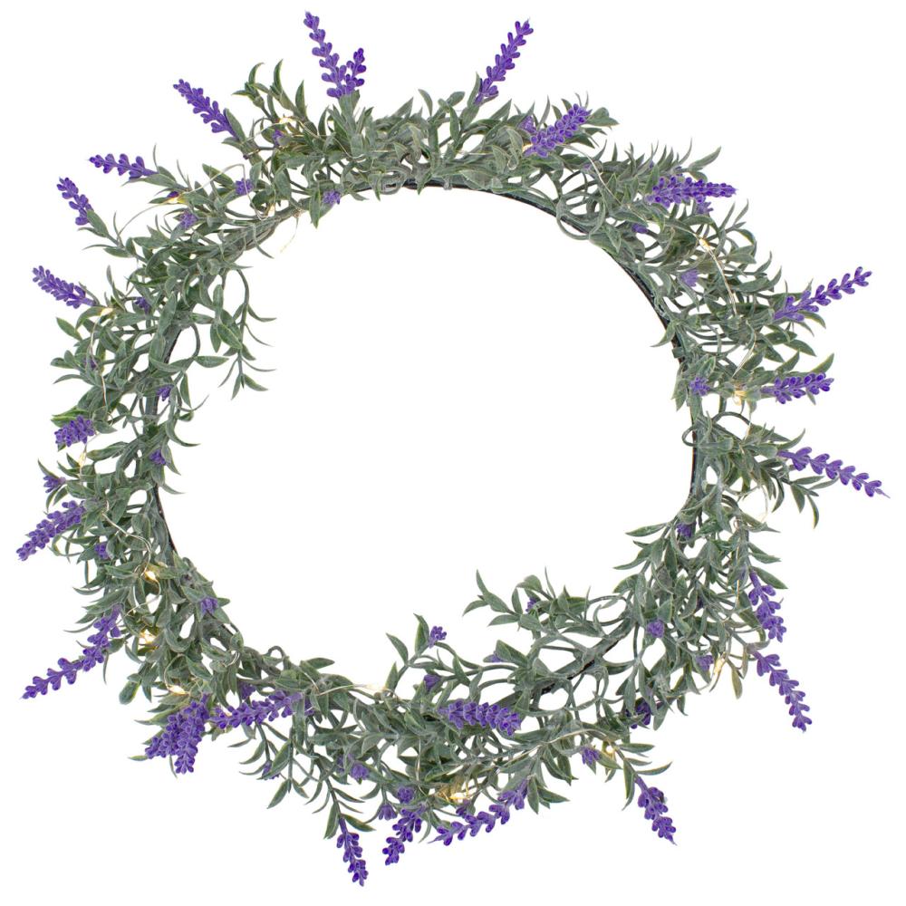 Pre-Lit Wreaths | Pre-Lit Battery Operated Lavender Spring Wreath- 16" – White LED Lights Pre-Lit Wreaths Pre-Lit Wreaths