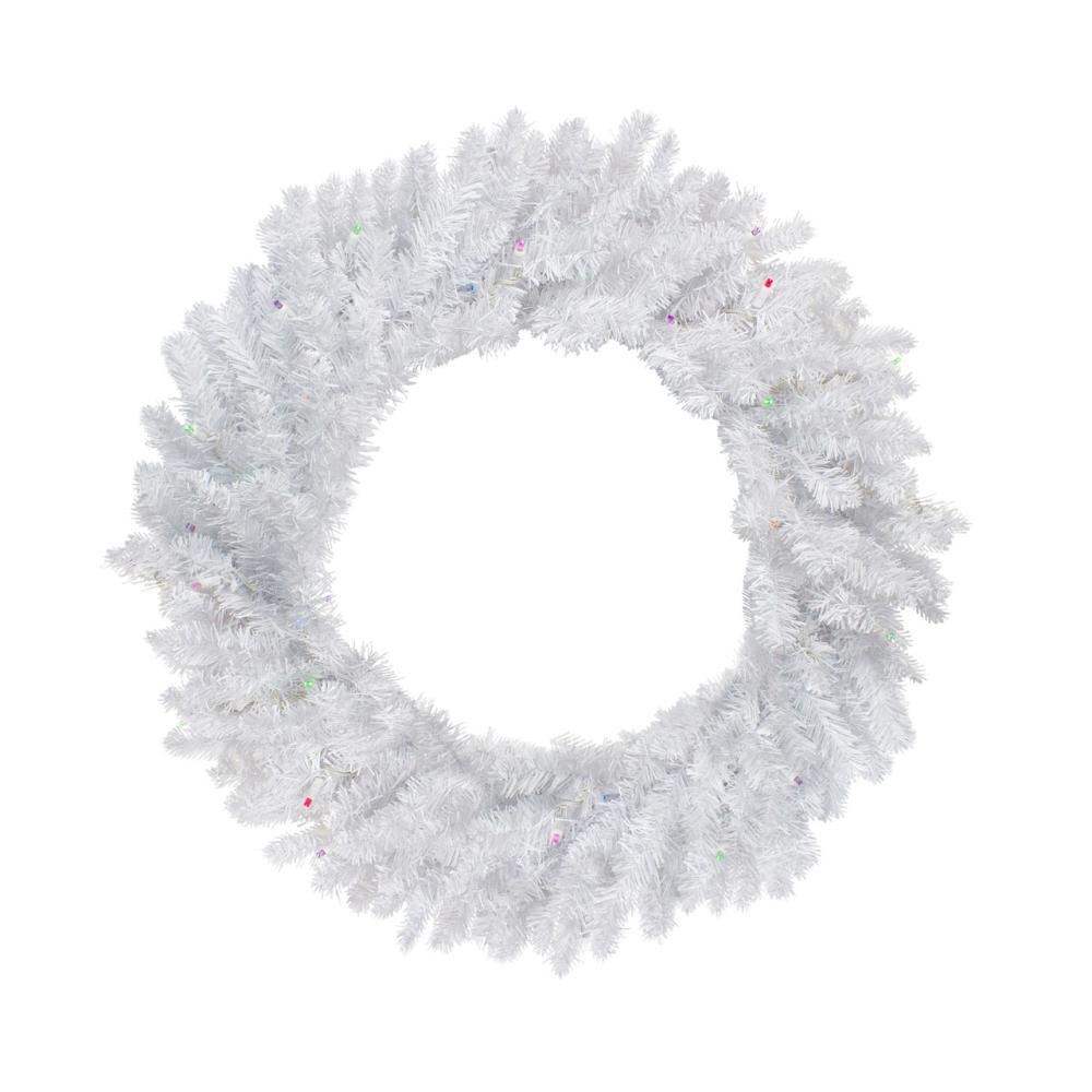 Pre-Lit Wreaths | Pre-Lit Battery Operated Snow White Christmas Wreath – 30" – Multicolor LED Lights Pre-Lit Wreaths Pre-Lit Wreaths