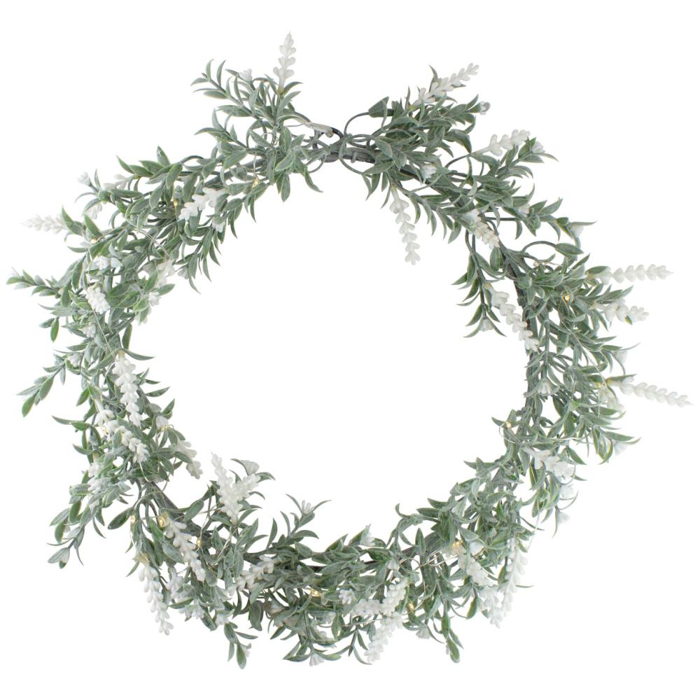 Pre-Lit Wreaths | Pre-Lit Battery Operated White Lavender Spring Wreath- 16" – White LED Lights Pre-Lit Wreaths Pre-Lit Wreaths