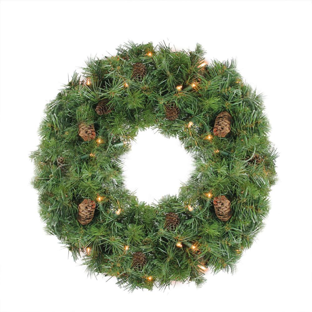 Pre-Lit Wreaths | Pre-Lit Dakota Pine Artificial Christmas Wreath – 24-Inch, Clear Lights Pre-Lit Wreaths Pre-Lit Wreaths