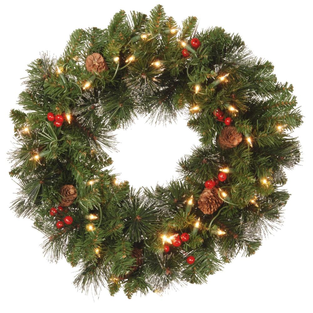 Pre-Lit Wreaths | Pre-Lit Decorated Crestwood Spruce Artificial Christmas Wreath – 20-Inch, Clear Lights Pre-Lit Wreaths Pre-Lit Wreaths