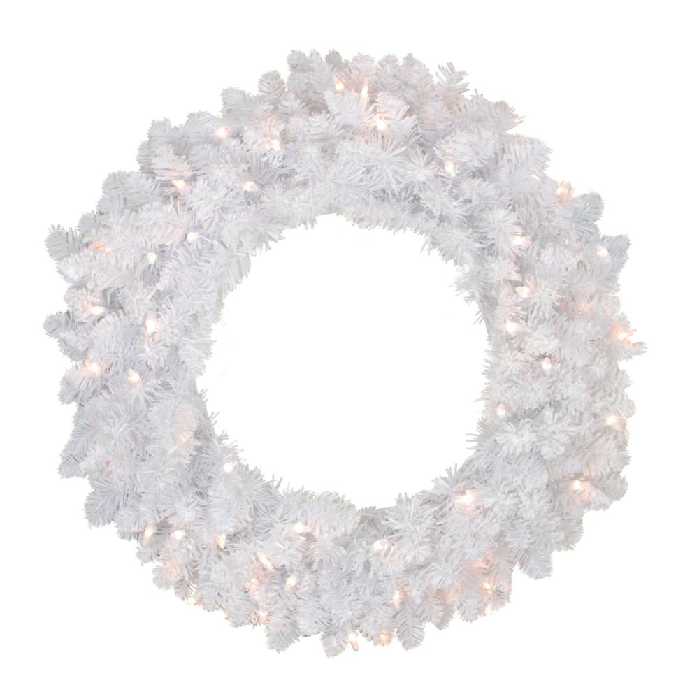 Pre-Lit Wreaths | Pre-Lit Flocked Snow White Artificial Christmas Wreath – 36" – Clear Lights Frosted, Flocked, Iced Wreaths Frosted, Flocked, Iced Wreaths