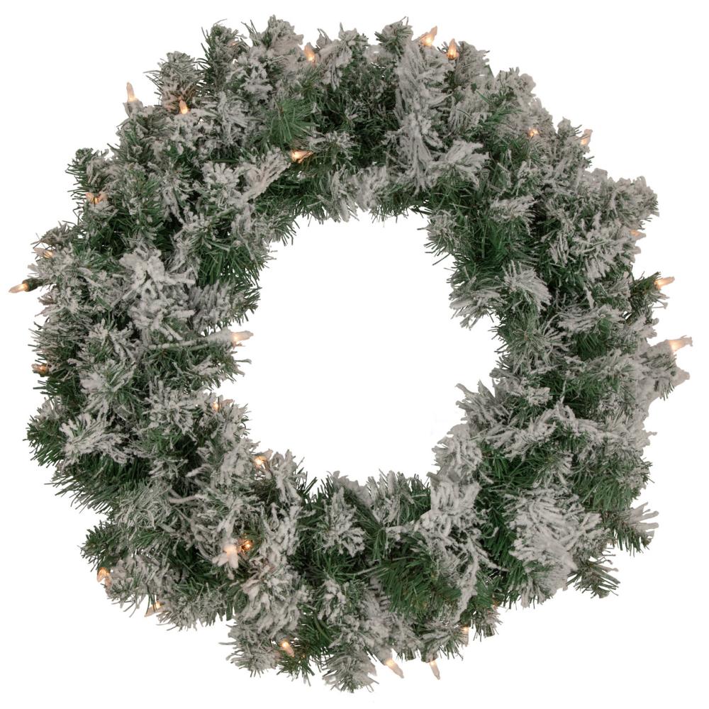 Pre-Lit Wreaths | Pre-Lit Flocked Victoria Pine Artificial Christmas Wreath – 24-Inch, Clear Lights Pre-Lit Wreaths Pre-Lit Wreaths