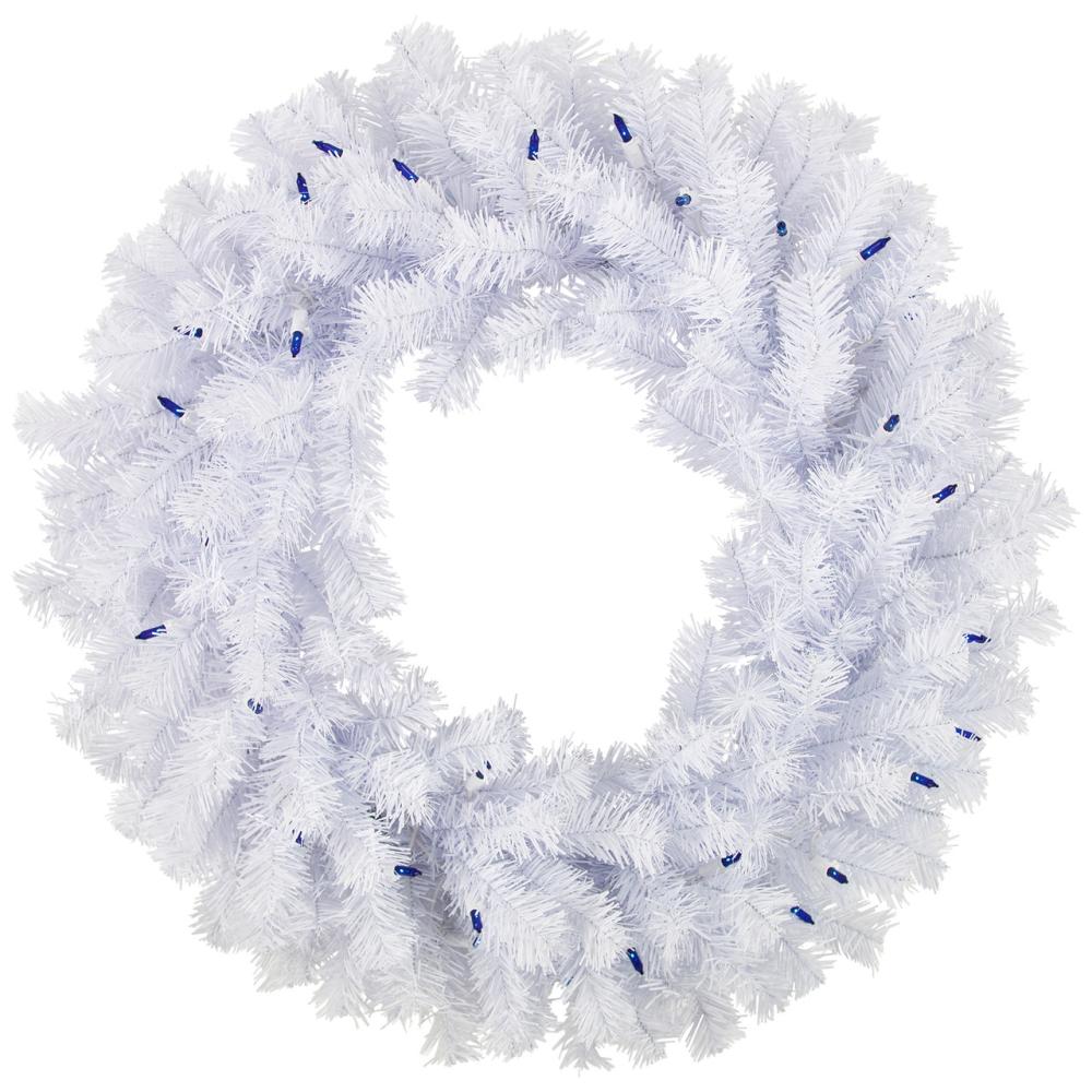 Pre-Lit Wreaths | Pre-Lit Geneva White Spruce Artificial Christmas Wreath, 24-Inch, Blue Lights Pre-Lit Wreaths Pre-Lit Wreaths