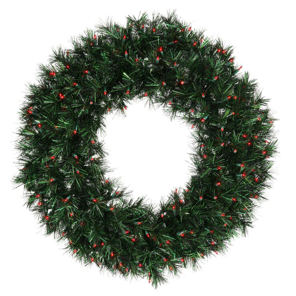 Pre-Lit Wreaths | Pre-lit Midnight Green Pine Christmas Wreath – 30-Inch, Red Dura Lit Lights Pre-Lit Wreaths Pre-Lit Wreaths