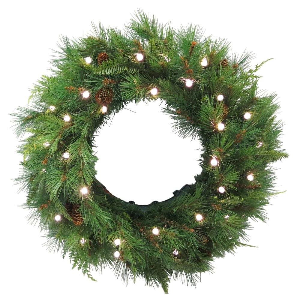 Pre-Lit Wreaths | Pre-Lit Mixed Mountain Cypress Artificial Christmas Wreath, 30-Inch, Multi LED Lights Pre-Lit Wreaths Pre-Lit Wreaths