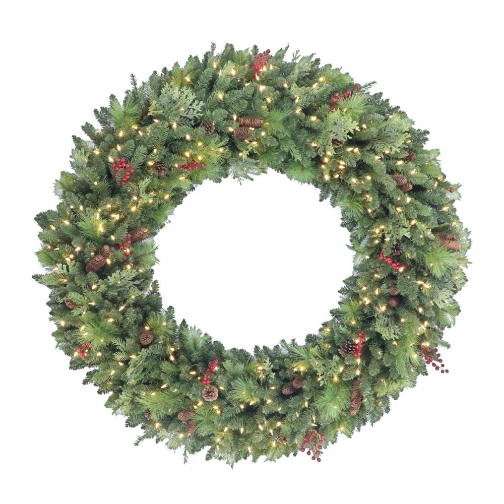 Pre-Lit Wreaths | Pre-Lit Rocky Mountain Spruce Artificial Christmas Wreath, 72-Inch, Warm White LED Lights Pre-Lit Wreaths Pre-Lit Wreaths