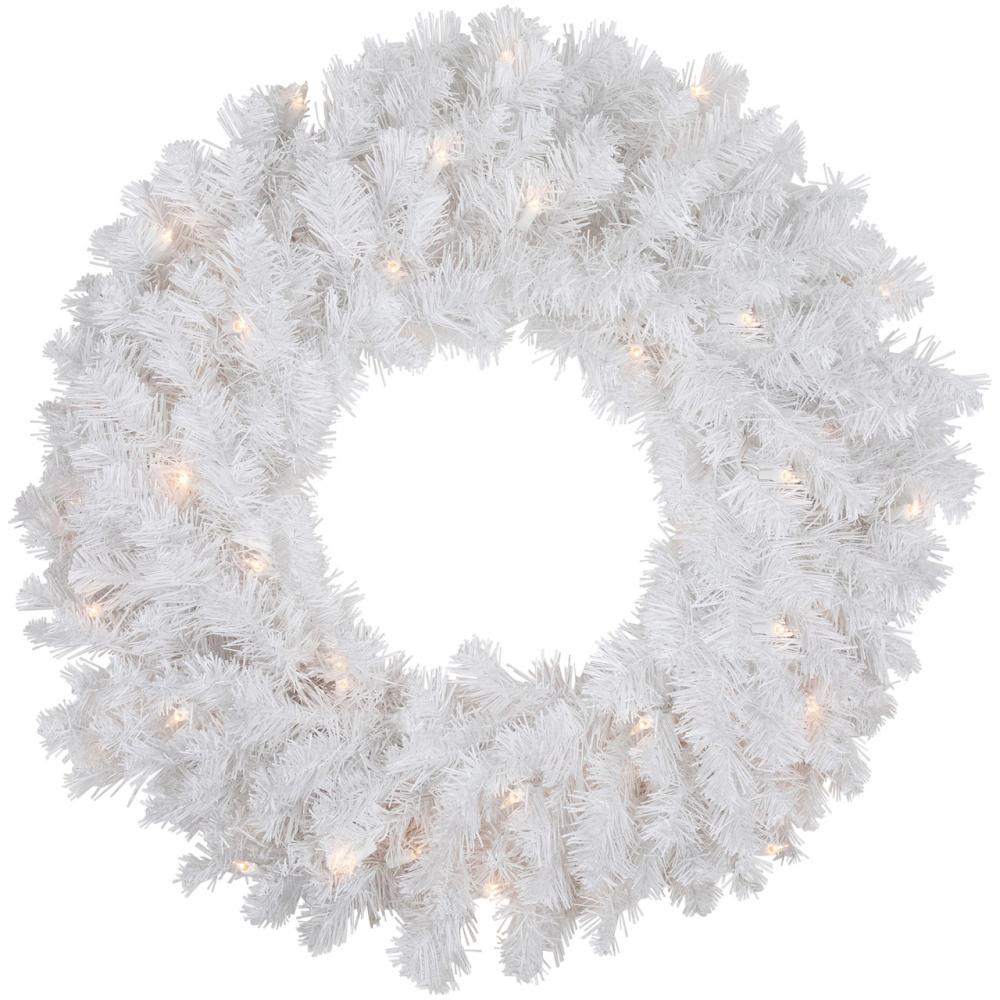 Pre-Lit Wreaths | Pre-Lit Snow White Artificial Christmas Wreath, 24-Inch, Clear Lights Pre-Lit Wreaths Pre-Lit Wreaths