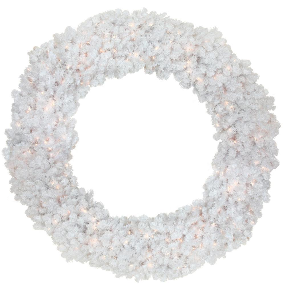 Pre-Lit Wreaths | Pre-Lit White Commercial Snow White Pine Artificial Christmas Wreath – 6-Foot, Clear Lights Pre-Lit Wreaths Pre-Lit Wreaths