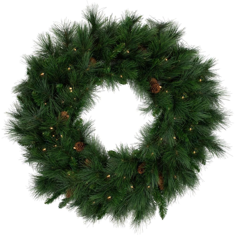 Pre-Lit Wreaths | Pre-Lit White Valley Pine Artificial Christmas Wreath with Pinecones, 36-Inch, Clear Lights Pre-Lit Wreaths Pre-Lit Wreaths