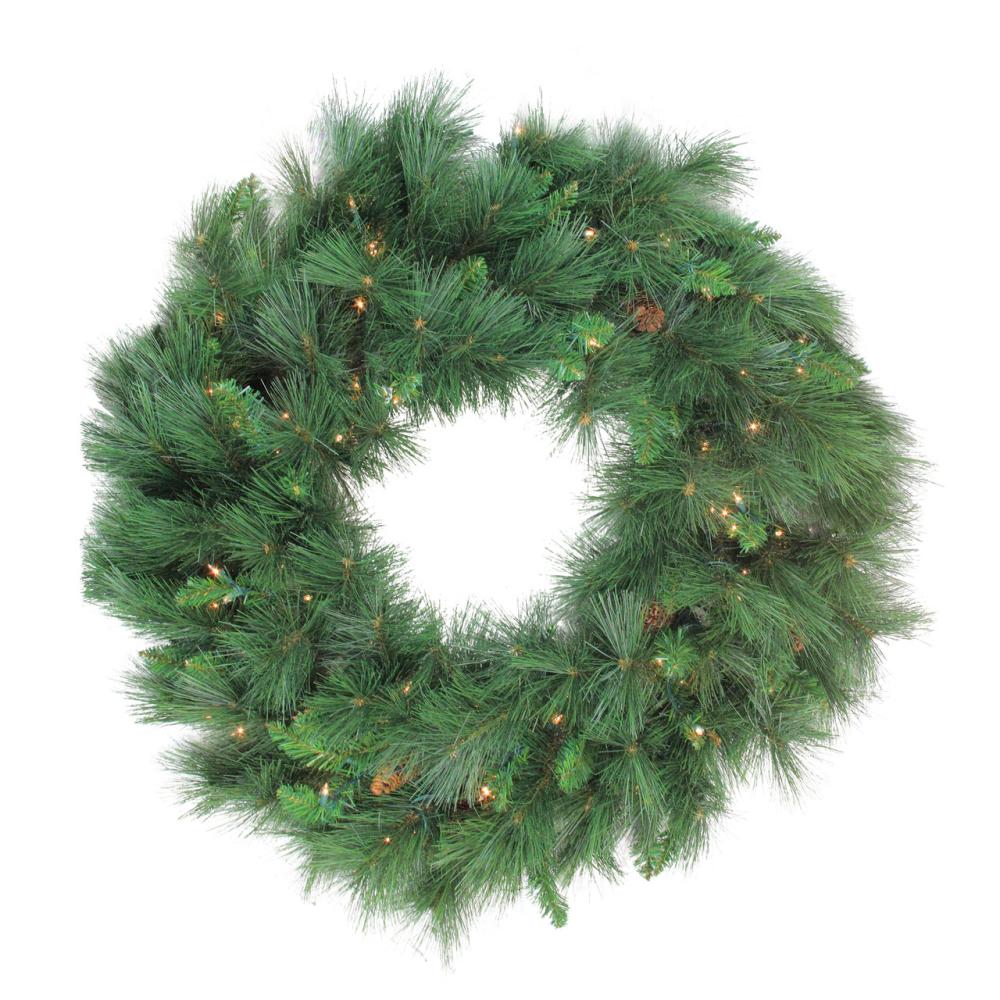 Pre-Lit Wreaths | Pre-lit White Valley Pine Artificial Christmas Wreath,48-inch, Clear Lights Pre-Lit Wreaths Pre-Lit Wreaths