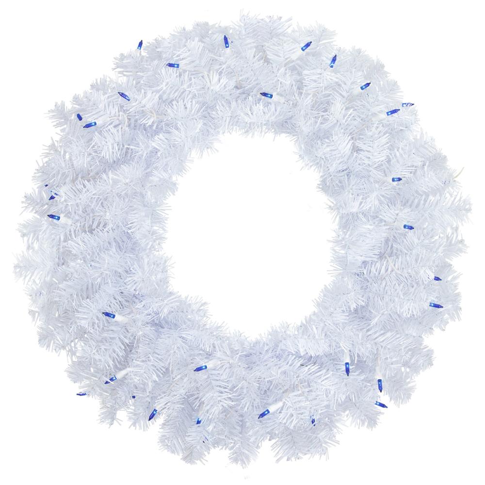 Pre-Lit Wreaths | Pre-Lit Woodbury White Pine Artificial Christmas Wreath, 24-Inch, Blue Lights Pre-Lit Wreaths Pre-Lit Wreaths