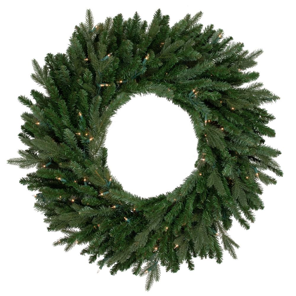 Pre-Lit Wreaths | Real Touch™ Pre-Lit Grande Spruce Artificial Christmas Wreath – Clear Lights – 36" Pre-Lit Wreaths Pre-Lit Wreaths