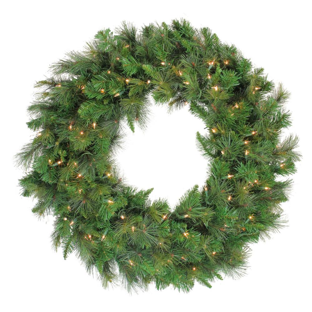 Pre-Lit Wreaths | Real Touch™️ Pre-Lit Canyon Mixed Pine Artificial Christmas Wreath – 24" – Clear Lights Pre-Lit Wreaths Pre-Lit Wreaths