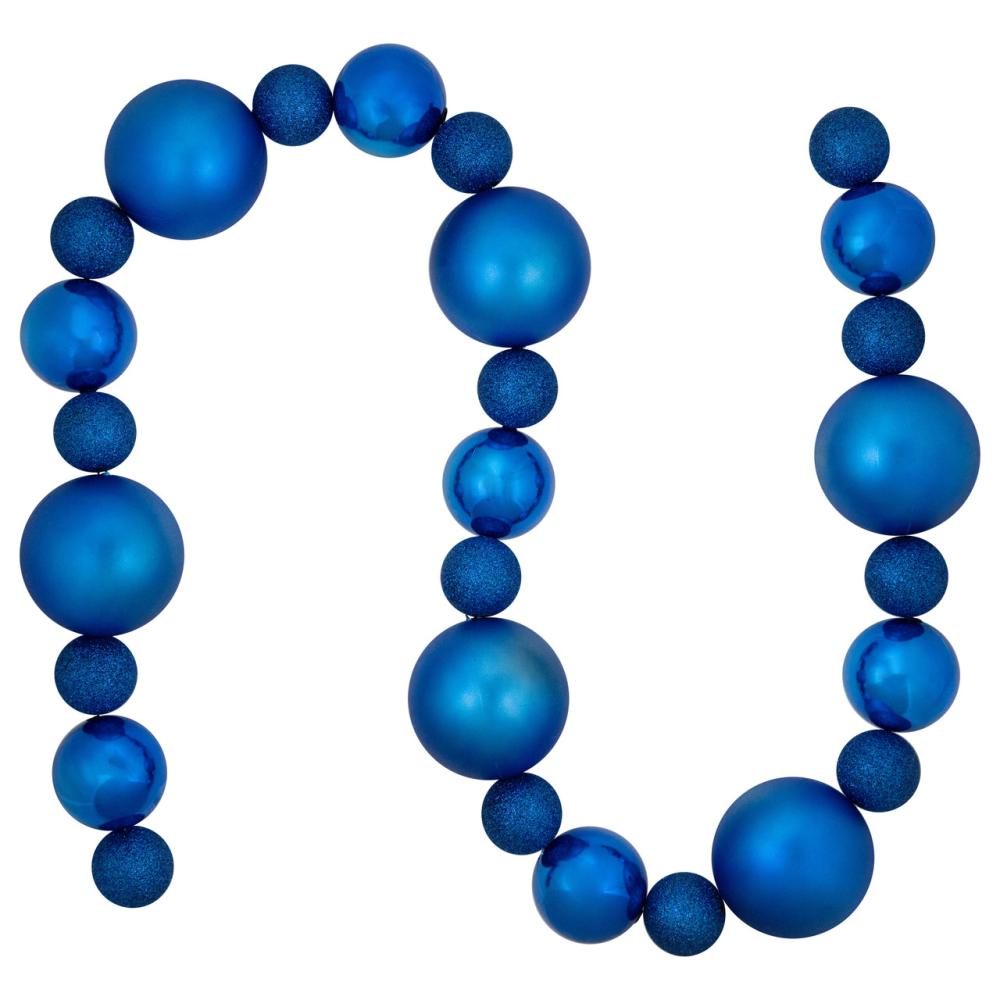 Shatterproof Ball Garland | 6′ Blue Shatterproof Ball 3-Finish Christmas Garland Garland Shatterproof Ball Garland