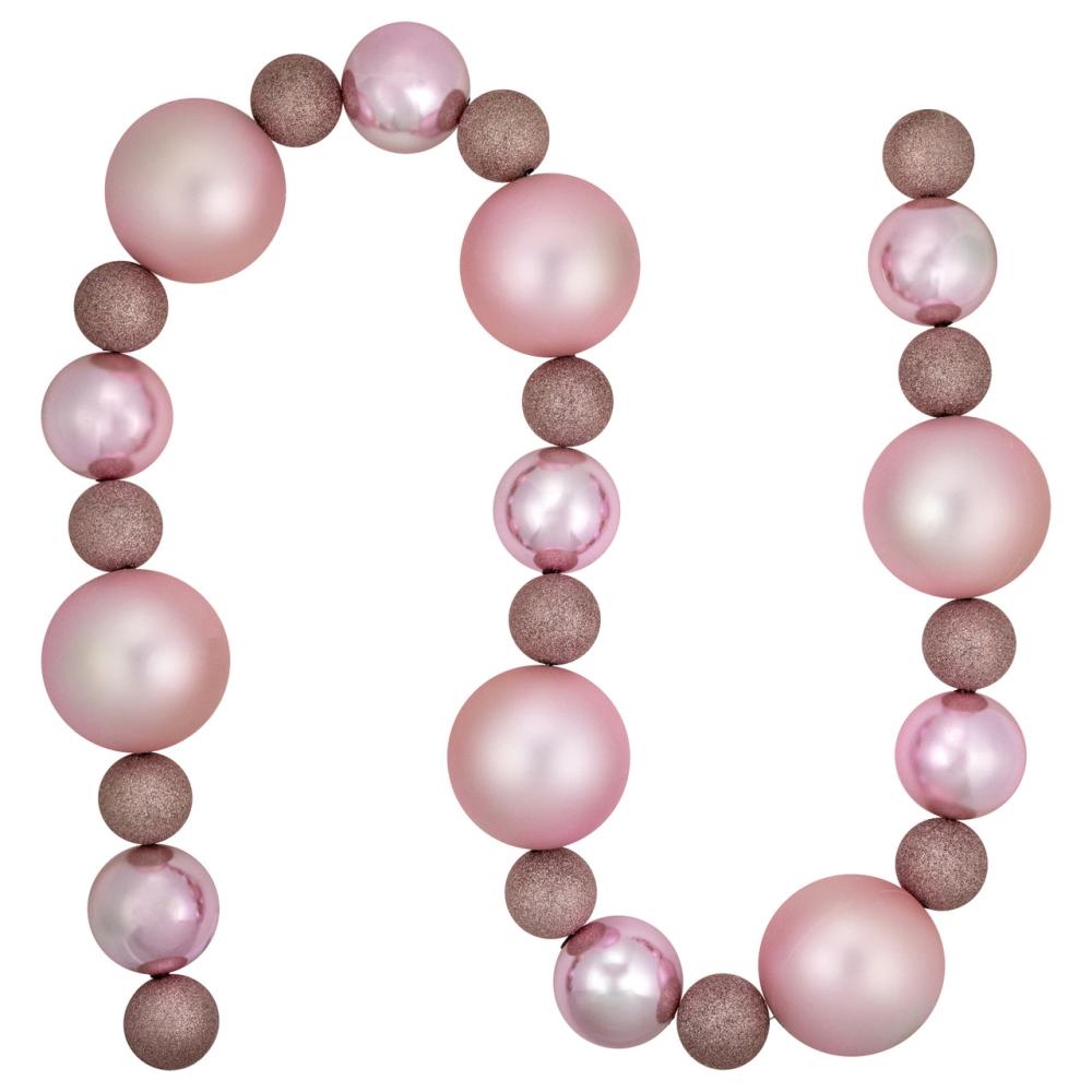 Shatterproof Ball Garland | 6′ Pink Shatterproof Ball 3-Finish Christmas Garland Garland Shatterproof Ball Garland