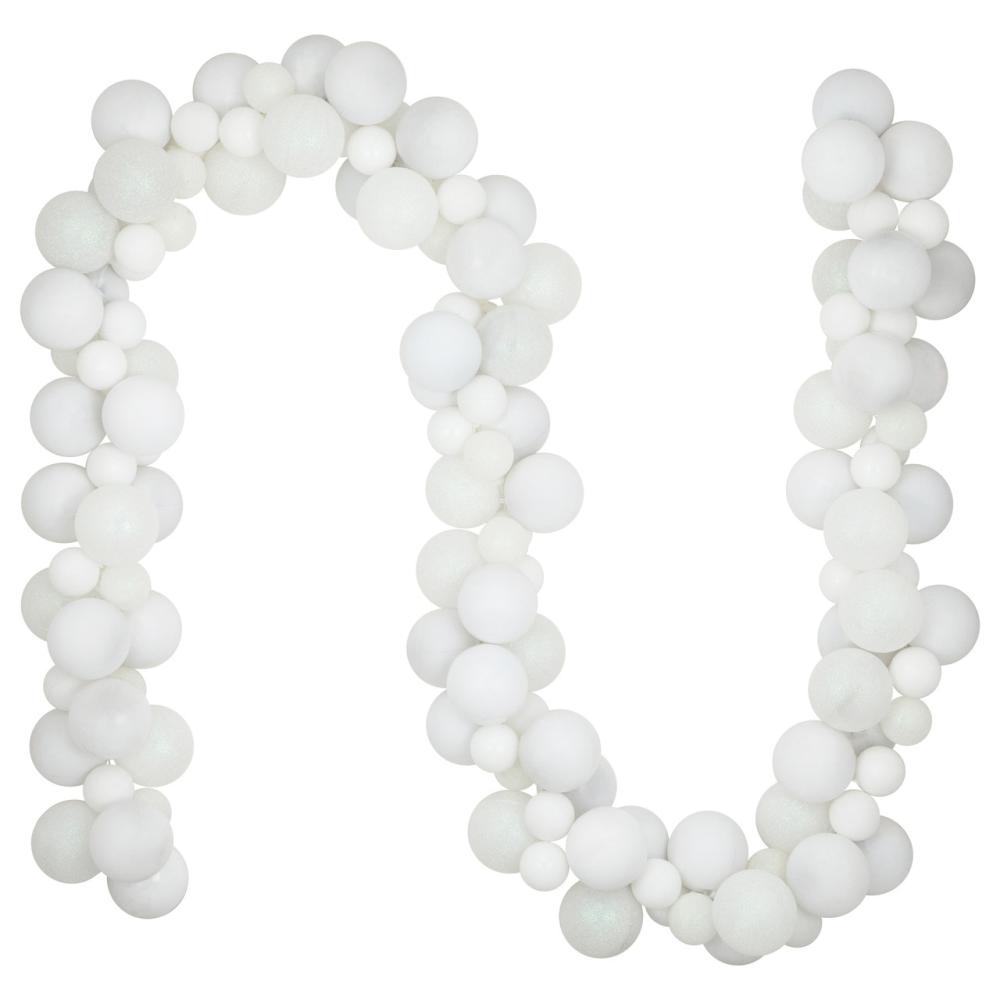 Shatterproof Ball Garland | 6′ White 3-Finish Shatterproof Ball Christmas Garland Garland Shatterproof Ball Garland