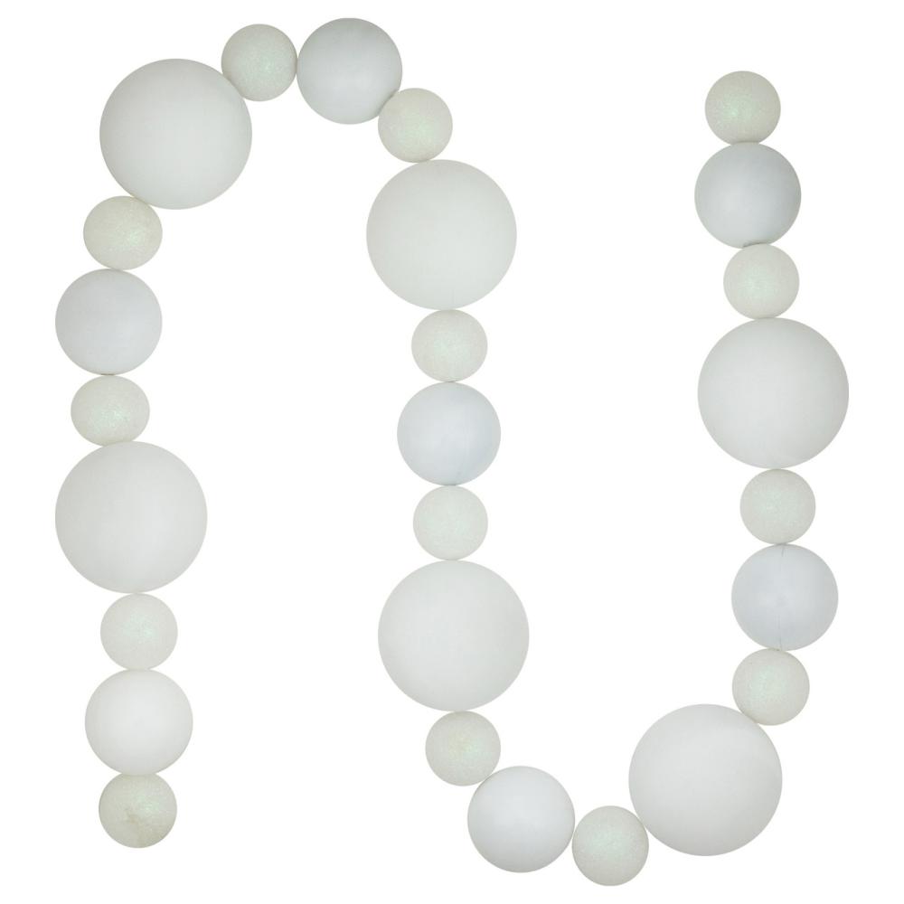 Shatterproof Ball Garland | 6′ White Shatterproof Ball 3-Finish Christmas Garland Garland Shatterproof Ball Garland