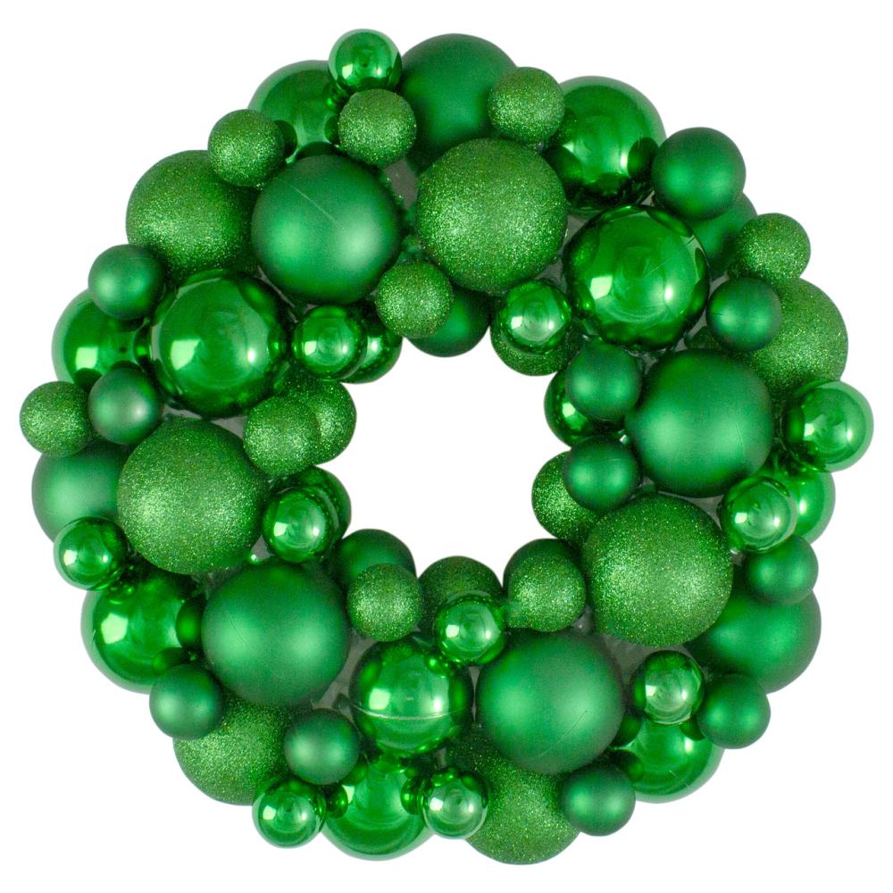 Shatterproof Ball Wreaths | Green 3-Finish Shatterproof Ball Christmas Wreath – 13-Inch, Unlit Shatterproof Ball Wreaths Shatterproof Ball Wreaths