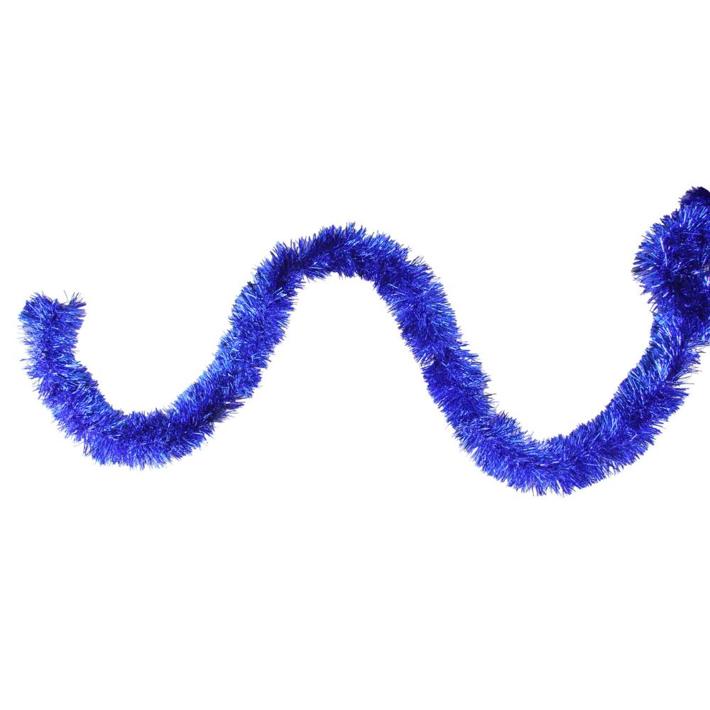 Specialty Garland | 12′ x 2.5" Traditional Tinsel Lavish Blue Artificial Christmas Garland – Unlit Classic Tinsel Garland Classic Tinsel Garland