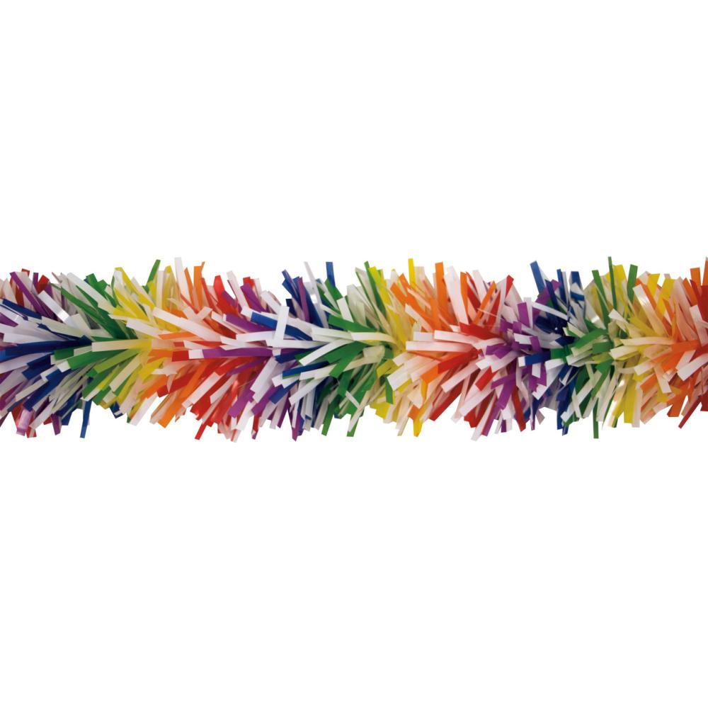 Specialty Garland | 25′ x 4" Multi Color Pride Rainbow Tinsel Garland – Unlit Classic Tinsel Garland Classic Tinsel Garland