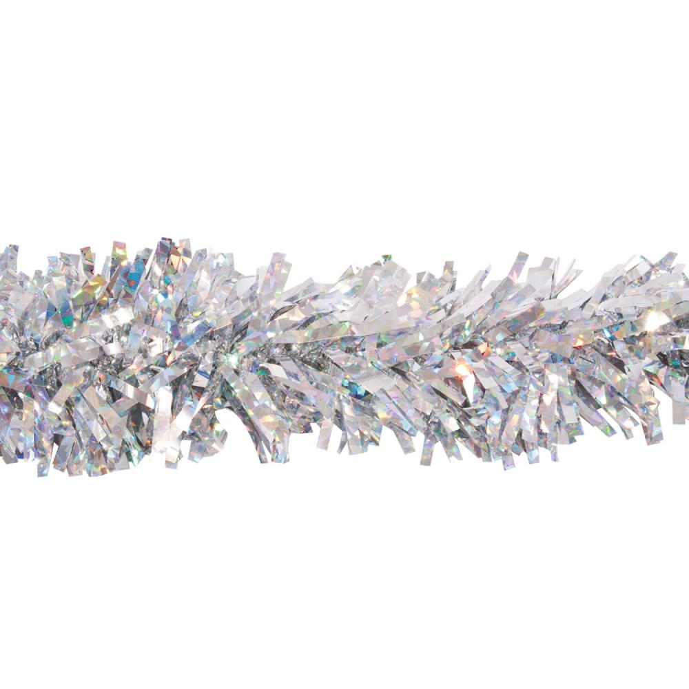 Specialty Garland | 25’silver and Clear Metallic Specialty Holographic Twist Novelty Christmas Garland Garland Specialty Garland