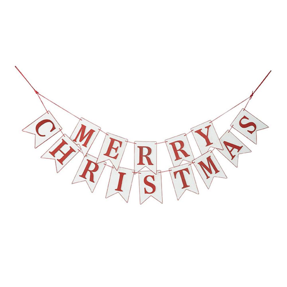 Specialty Garland | 4′ White and Red Merry Christmas Wood Banner Garland – Unlit Garland Specialty Garland