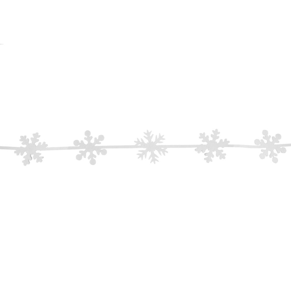 Specialty Garland | 4′ White Felt Winter Snowflake Garland Garland Specialty Garland