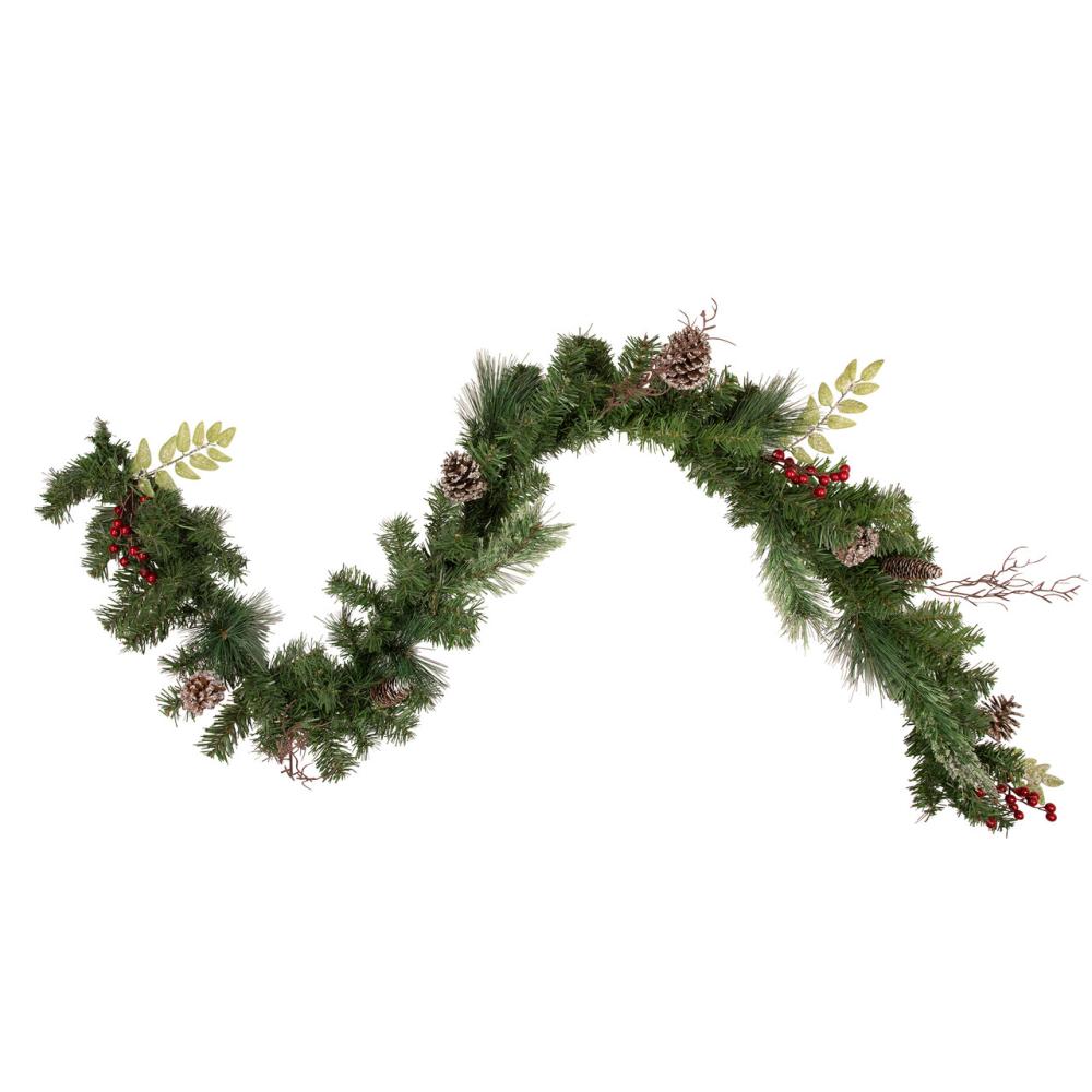 Specialty Garland | 6′ Pre-Decorated Frosted Pinecone and Berry Artificial Christmas Garland, Unlit Garland Specialty Garland