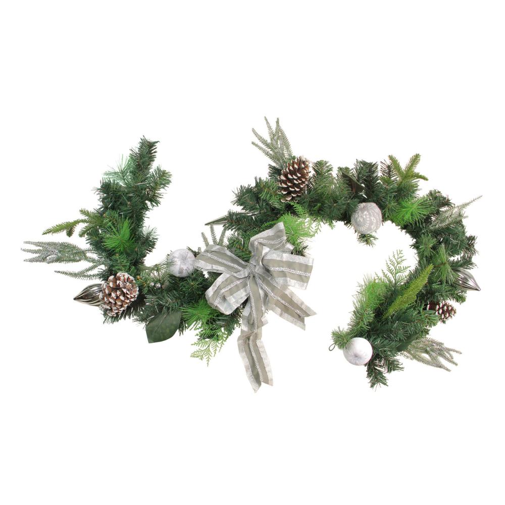 Specialty Garland | 6′ x 11" Bow and Pine Cone Artificial Christmas Garland – Unlit Garland Specialty Garland