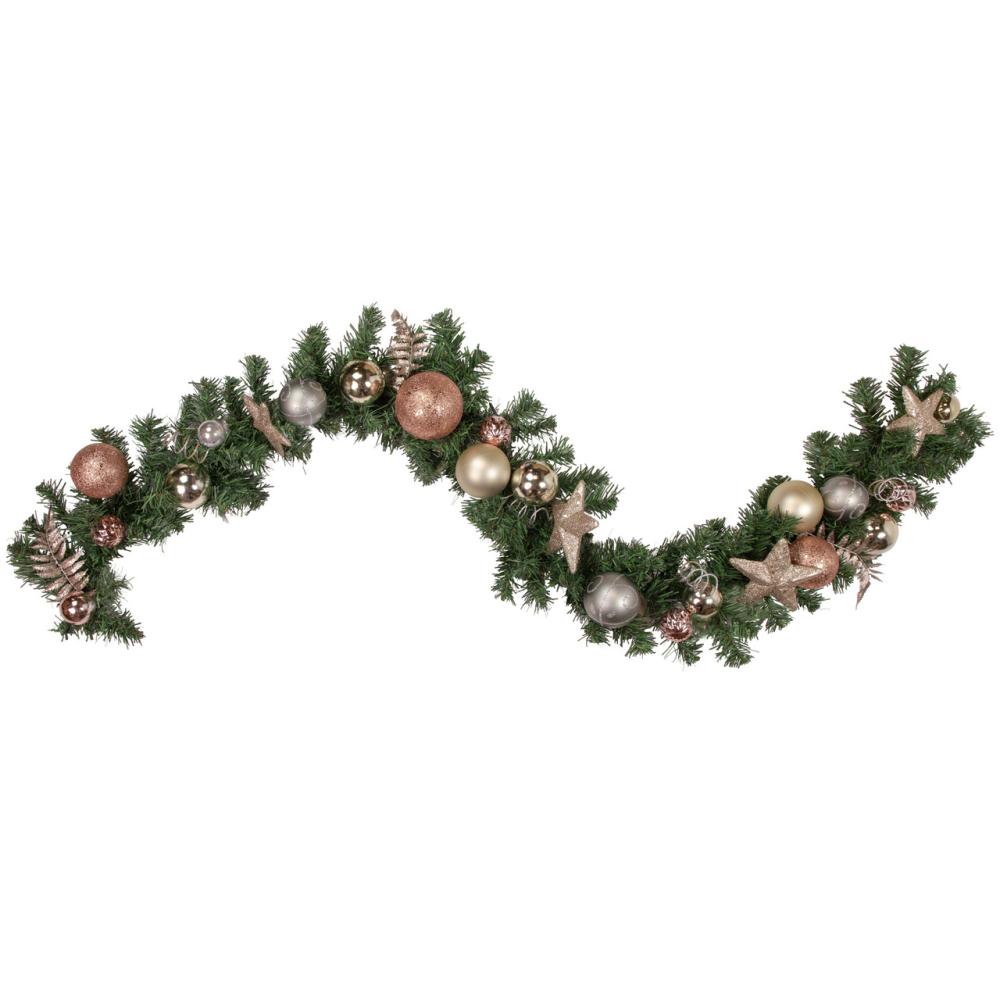 Specialty Garland | 6′ x 12" Green Foliage with Stars and Ornaments Artificial Christmas Garland, Unlit Garland Specialty Garland