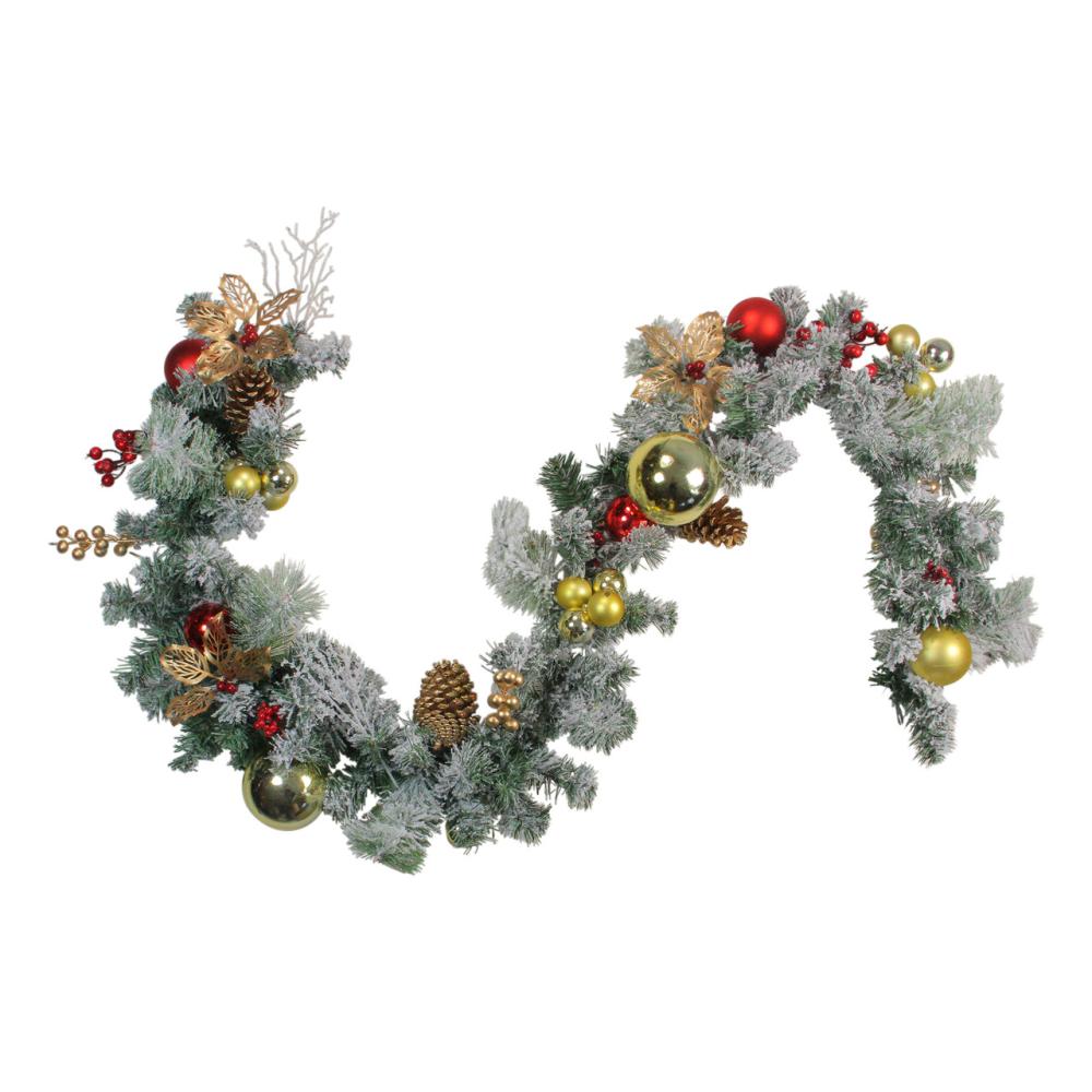 Specialty Garland | 6 ‘x 12’ Pre-Decorated Flocked Artificial Christmas Garland – Unlit Frosted, Flocked, Iced Garland Frosted, Flocked, Iced Garland