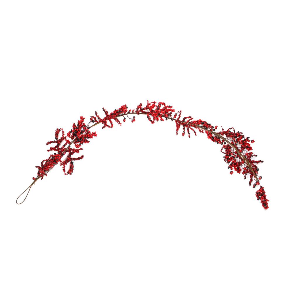 Specialty Garland | 6′ x 8" Burgundy Red Berry Artificial Christmas Garland- Unlit Garland Specialty Garland