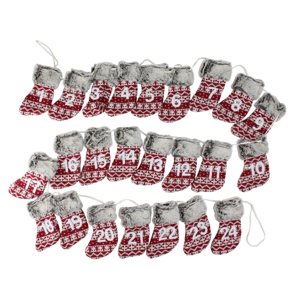 Specialty Garland | 7.8′ x 5" Red and Gray Countdown Christmas Stocking Garland – Unlit Garland Specialty Garland