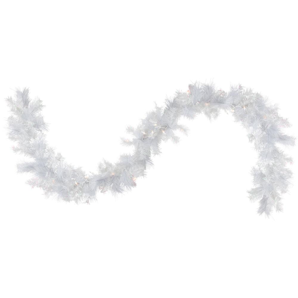 Specialty Garland | 9′ x 10" Pre-Lit Vermont White Pine Artificial Christmas Garland, Clear Lights Garland Pre-Lit Garland