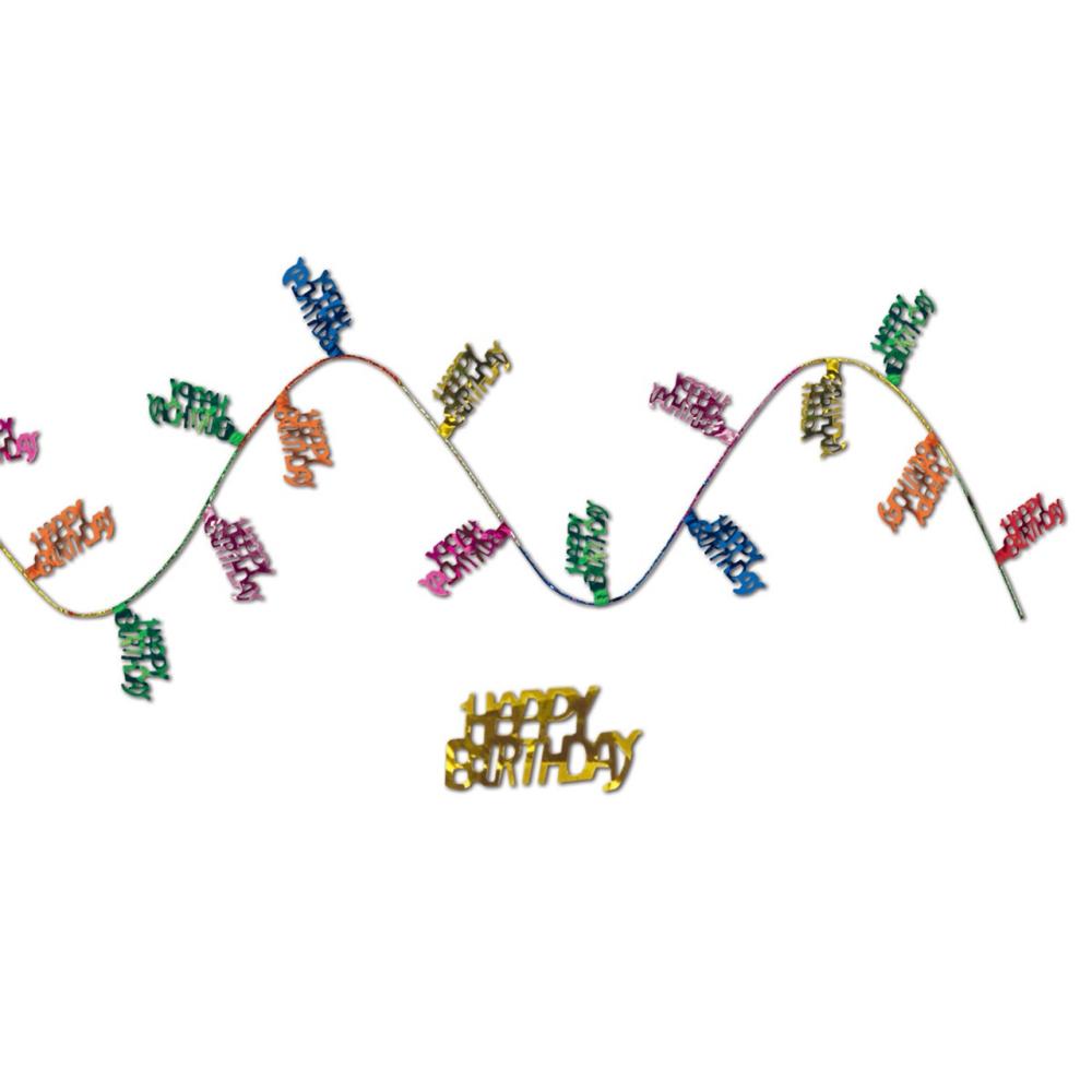 Specialty Garland | Club Pack of 12 Fun Colorful Gleam ‘N Flex Happy Birthday Garland 300" Garland Specialty Garland