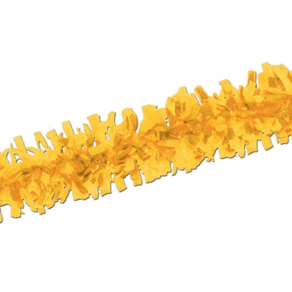 Specialty Garland | Club Pack of 12 Packaged Bright Yellow Festive Tissue Festooning Decorations 25′ Garland Specialty Garland