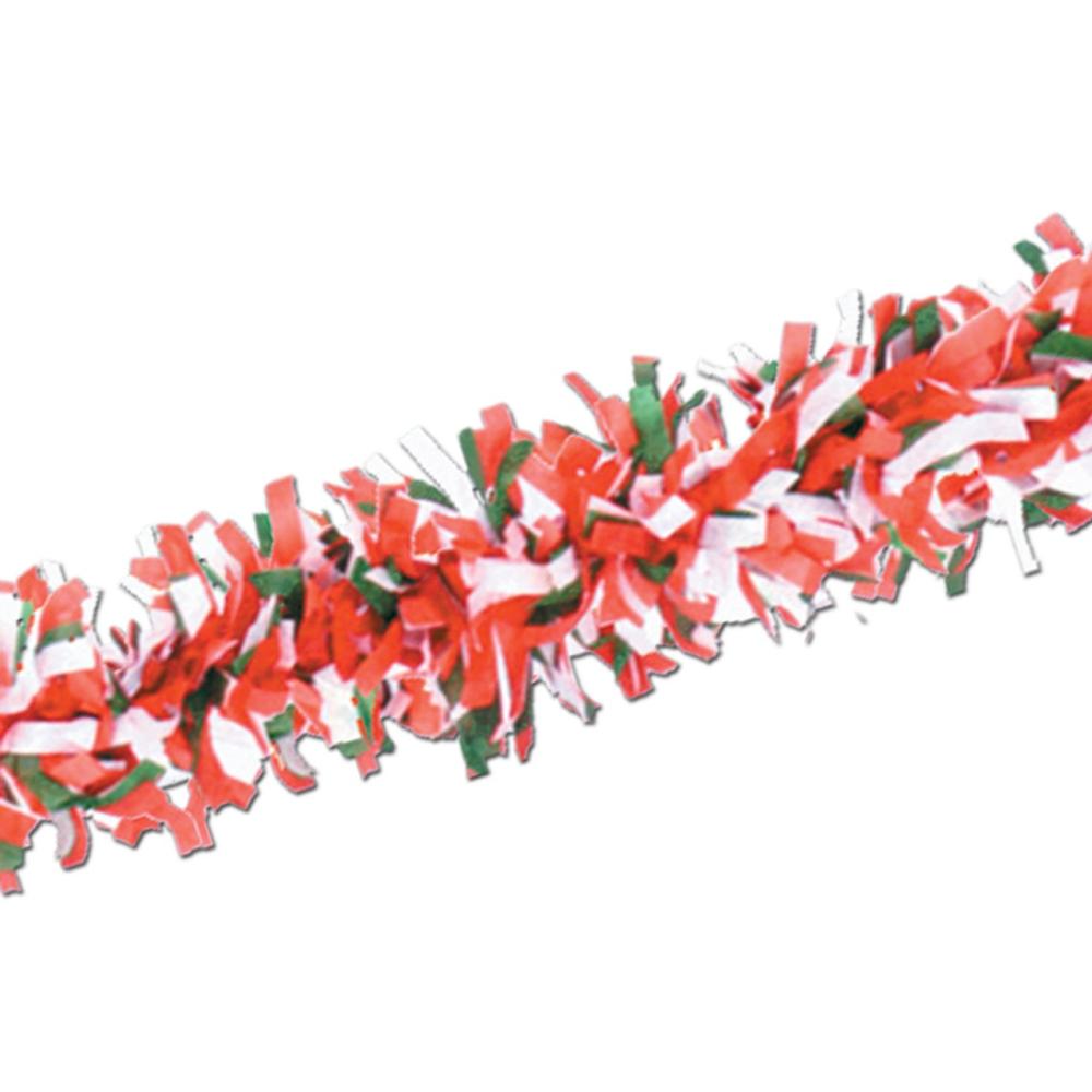 Specialty Garland | Club Pack of 24 Red, White and Green Festive Tissue Festooning Decorations 25′ Garland Specialty Garland