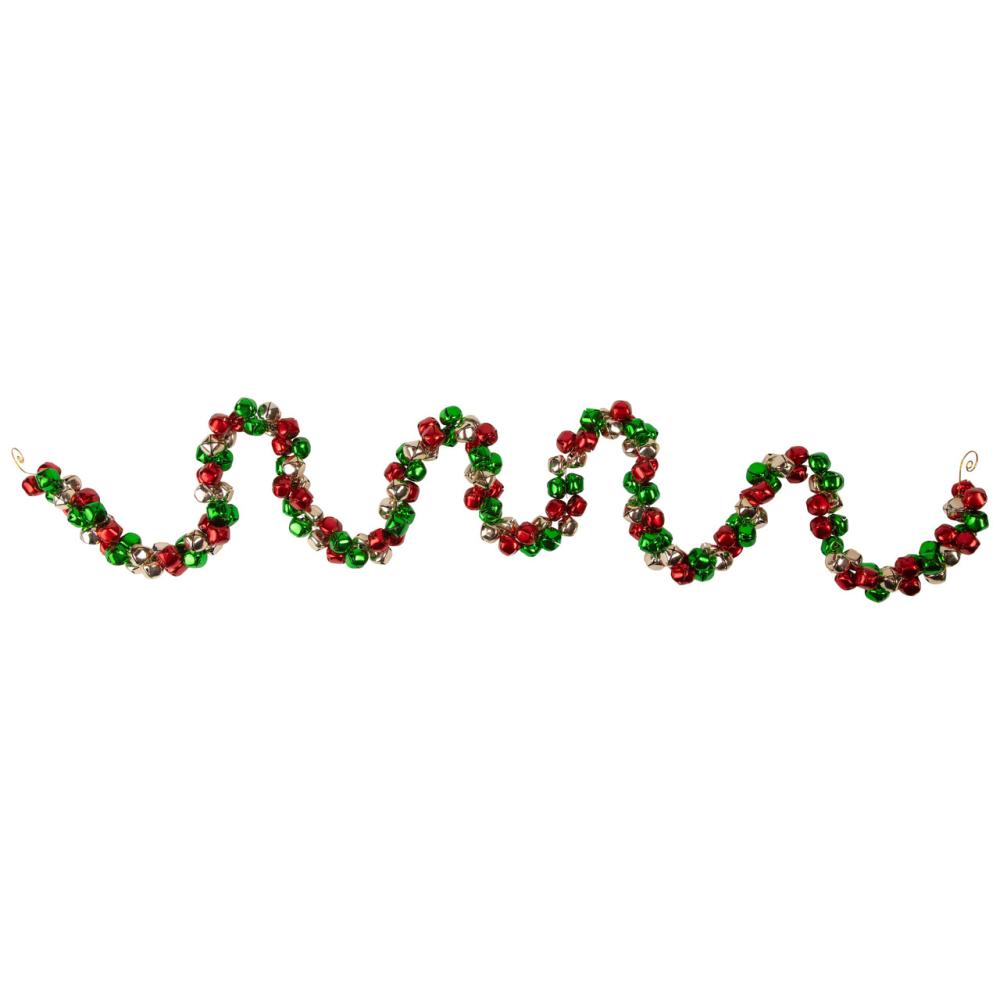 Specialty Garland | Jingle Bell Christmas Garland – 5′ – Red, Green, Gold Garland Specialty Garland