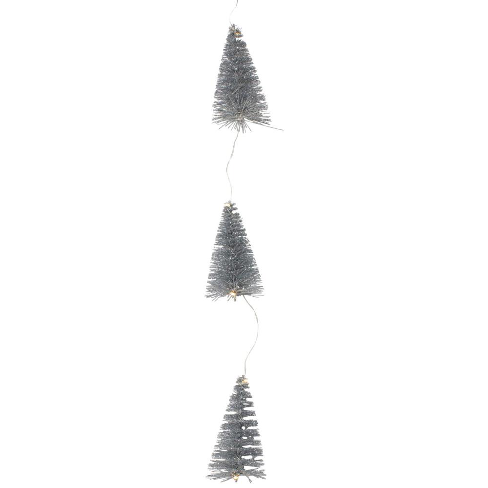 Specialty Garland | LED Lighted Battery Operated Silver Mini Sisal Tree Christmas Garland – 6.5′ – Warm White Lights Garland Specialty Garland